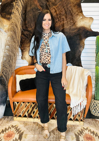 Turnout Mock Neck Leopard Tank