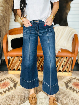 Rip Tummy Control Crop Wide Leg-Jeans-Risen-Motis & Co Boutique, Women's Fashion Boutique in Carthage, Missouri