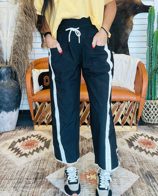 Troy Black Cropped Track Pants
