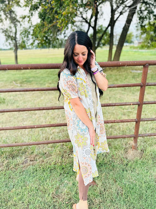 Cali Snap Front Boho Print Dress-Dresses-GiGiO-Motis & Co Boutique, Women's Fashion Boutique in Carthage, Missouri