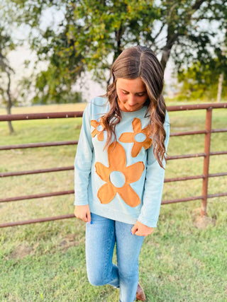 Fien Flower Patch Long Sleeve Top-Tops-Jodifl-Motis & Co Boutique, Women's Fashion Boutique in Carthage, Missouri