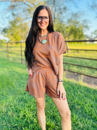 EZ Breezy Zebra Burnout Top-Short Sleeves-2 Fly-Motis & Co Boutique, Women's Fashion Boutique in Carthage, Missouri