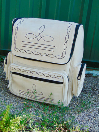 Boot Stitch Leather Backpack Cream-Backpacks-Western Linen-Motis & Co Boutique, Women's Fashion Boutique in Carthage, Missouri