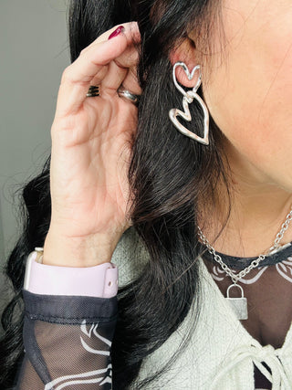 Hearts on Fire Silver Dangle Earrings-Earrings-Carol Su-Motis & Co Boutique, Women's Fashion Boutique in Carthage, Missouri