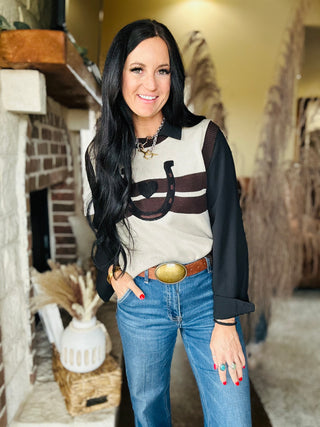 Lucky Love Horseshoe Sweater Vest-Sweaters-2 Fly-Motis & Co Boutique, Women's Fashion Boutique in Carthage, Missouri