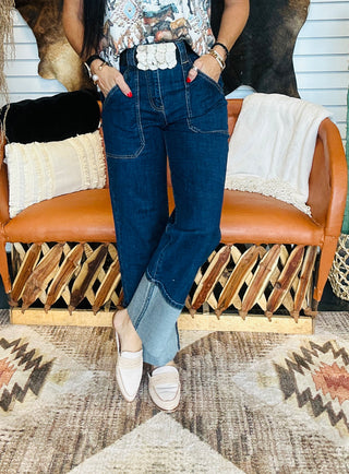 Richard Wide Leg Cuffed Jeans