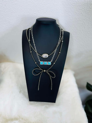 Winslow Turquoise 3 Stone Bar Necklace-Necklaces-Turquoise Heaven-Motis & Co Boutique, Women's Fashion Boutique in Carthage, Missouri