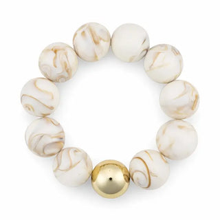 Savannah Chunky Cream Marble Beaded Bracelet-Bracelets-What's Hot-Motis & Co Boutique, Women's Fashion Boutique in Carthage, Missouri