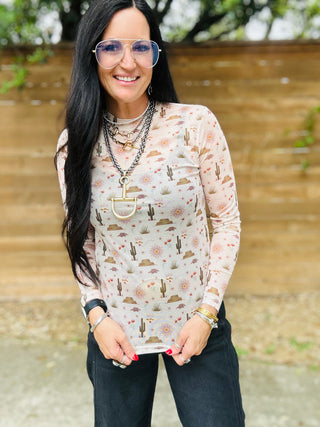 Desert Dreams Sheer Mesh Top-Long Sleeves-Howdy Hanny-Motis & Co Boutique, Women's Fashion Boutique in Carthage, Missouri