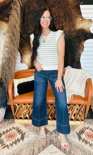 Tori Ruffle Sleeve Striped Knit Top-Short Sleeves-HYFVE-Motis & Co Boutique, Women's Fashion Boutique in Carthage, Missouri