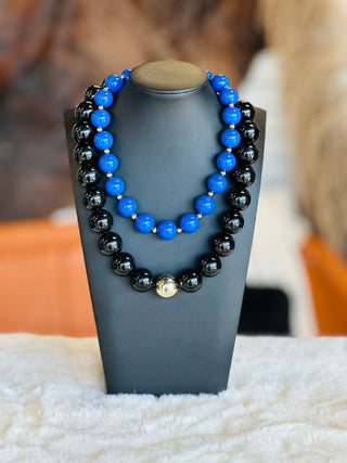 Vinita Chunky Beaded Blue Necklace-Necklace-What's Hot-Motis & Co Boutique, Women's Fashion Boutique in Carthage, Missouri