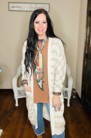 McKay Oversized Crochet Pocket Tee - Brown-Short Sleeves-EASEL-Motis & Co Boutique, Women's Fashion Boutique in Carthage, Missouri