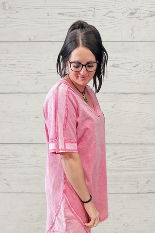 Stepping Out Casual T-Shirt Dress Pink-Dresses-Very J-Motis & Co Boutique, Women's Fashion Boutique in Carthage, Missouri