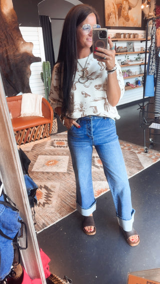 Tanner Tummy Control Wide Cuffed Jean-Jeans-Mica-Motis & Co Boutique, Women's Fashion Boutique in Carthage, Missouri