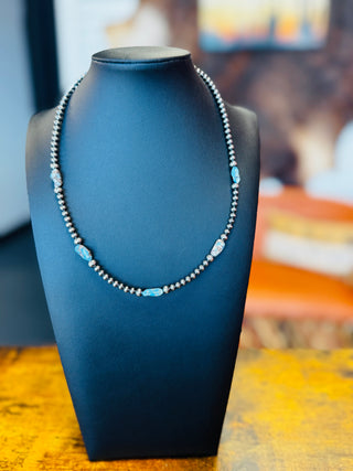 Desert Golden Hills Turquoise & Pearl Necklace