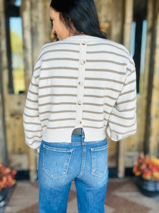 Robin Long Sleeve Beige Striped Sweater