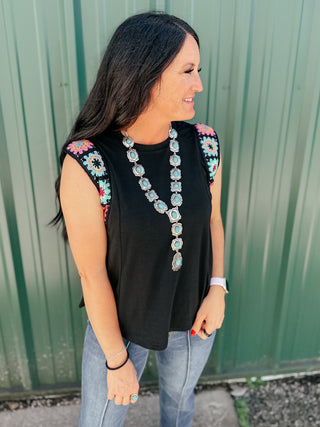 Kenzie Black Crochet Swing Top-Graphic Tees-Very J-Motis & Co Boutique, Women's Fashion Boutique in Carthage, Missouri