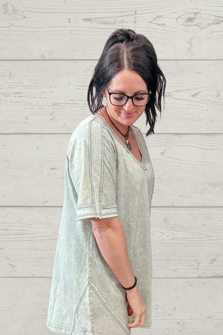 Stepping Out Casual T-Shirt Dress Sage-Dresses-Very J-Motis & Co Boutique, Women's Fashion Boutique in Carthage, Missouri