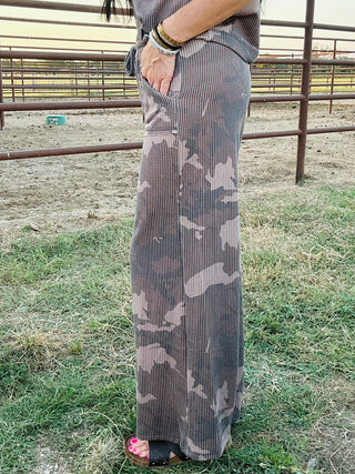 Dusty Camo Kreek Ribbed Pants-Pants-sterling kreek-Motis & Co Boutique, Women's Fashion Boutique in Carthage, Missouri
