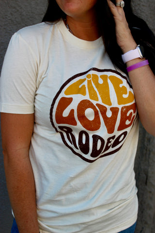 Live Love Rodeo Cream Graphic Tee-Graphic Tees-Rodeo Hippie-Motis & Co Boutique, Women's Fashion Boutique in Carthage, Missouri