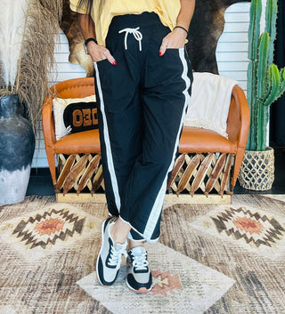 Troy Black Cropped Track Pants