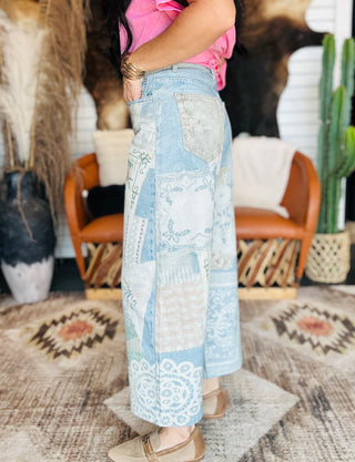 Patrick Patchwork Print Denim Jeans