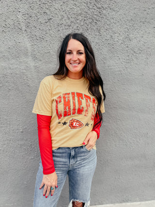 Chiefs Arrowhead Gold Graphic Tee-Graphic Tees-Southern Babe Wholesale-Motis & Co Boutique, Women's Fashion Boutique in Carthage, Missouri