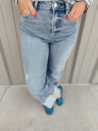 Leo Wide Cuffed Straight Jeans-Jeans-Risen-Motis & Co Boutique, Women's Fashion Boutique in Carthage, Missouri