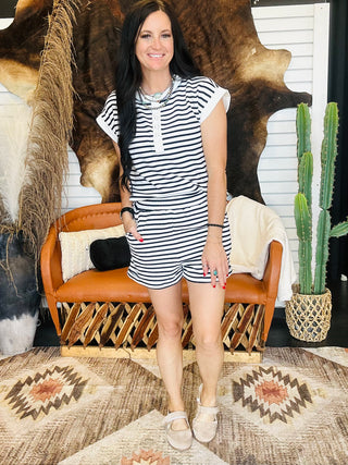 Jack Striped Stretched Waist Knit Shorts-Shorts-blu pepper-Motis & Co Boutique, Women's Fashion Boutique in Carthage, Missouri