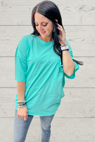 Ivy Oversized Zenana Boyfriend Tee Mint-Short Sleeves-Zenana-Motis & Co Boutique, Women's Fashion Boutique in Carthage, Missouri