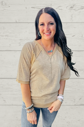 Ellie Drop Shoulder Ribbed Top-Short Sleeves-HEIMISH-Motis & Co Boutique, Women's Fashion Boutique in Carthage, Missouri