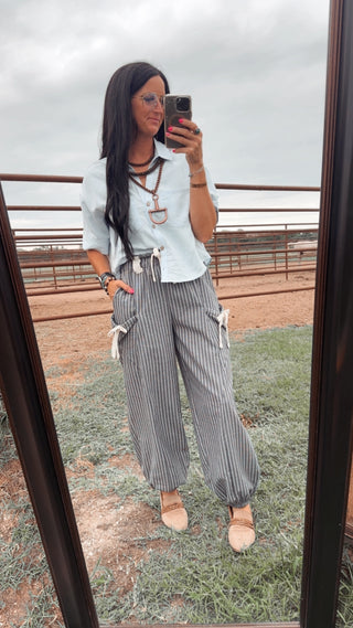 Beau Striped Woven Jogger Pants-Pants-Very J-Motis & Co Boutique, Women's Fashion Boutique in Carthage, Missouri