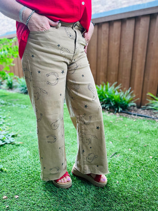 Marshall Western Print Twill Stretch Pants-Pants-EASEL-Motis & Co Boutique, Women's Fashion Boutique in Carthage, Missouri