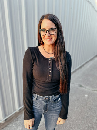 Layer Me Up Ribbed Henley Top Black-Long Sleeves-rc-Motis & Co Boutique, Women's Fashion Boutique in Carthage, Missouri