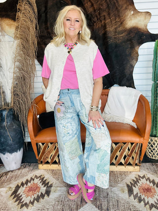 Patrick Patchwork Print Denim Jeans