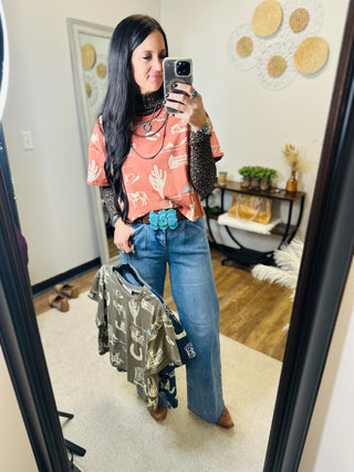 Clancy Western Print Boxy Tee - Rust-Short Sleeves-Taelynn-Motis & Co Boutique, Women's Fashion Boutique in Carthage, Missouri