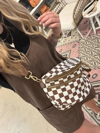 Checkered Double Zip Crossbody Bag | The Denver-Handbags-Kaydee Lynn-Motis & Co Boutique, Women's Fashion Boutique in Carthage, Missouri