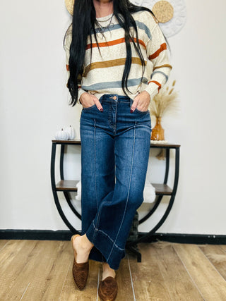 Rip Tummy Control Crop Wide Leg-Jeans-Risen-Motis & Co Boutique, Women's Fashion Boutique in Carthage, Missouri