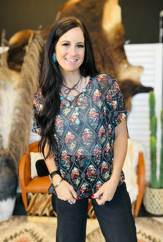 Grace Oversize Western Mesh Top-Short Sleeves-Lucky & Blessed-Motis & Co Boutique, Women's Fashion Boutique in Carthage, Missouri