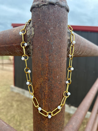 Jennifer Gold Paperclip Pearl Necklace-Necklace-ChanSutt-Motis & Co Boutique, Women's Fashion Boutique in Carthage, Missouri