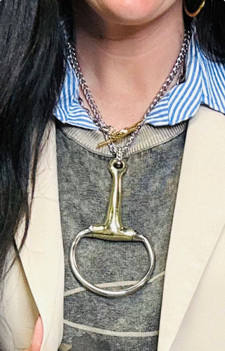 Bay Mixed Metal Snaffle Bit Necklace-Necklaces-V2-Motis & Co Boutique, Women's Fashion Boutique in Carthage, Missouri