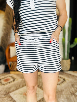 Jack Striped Stretched Waist Knit Shorts-Shorts-blu pepper-Motis & Co Boutique, Women's Fashion Boutique in Carthage, Missouri