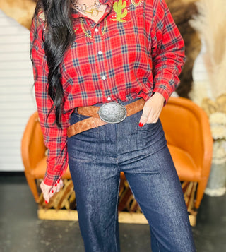 Fargo Black Belt with Floral Buckle-Belts-anbfashion-Motis & Co Boutique, Women's Fashion Boutique in Carthage, Missouri