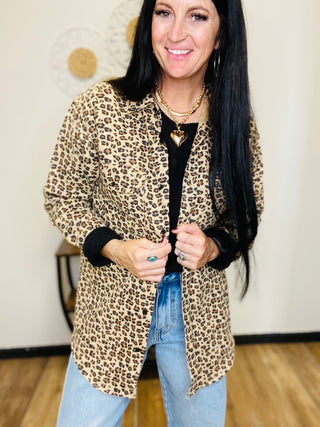 Leopard Long Sleeve Flannel Shirt - Rory-Long Sleeves-NV Wholesale-Motis & Co Boutique, Women's Fashion Boutique in Carthage, Missouri