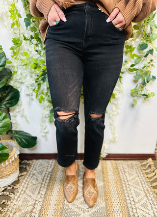 Rance Black Cropped Destressed Jean-Jeans-Zenana-Motis & Co Boutique, Women's Fashion Boutique in Carthage, Missouri