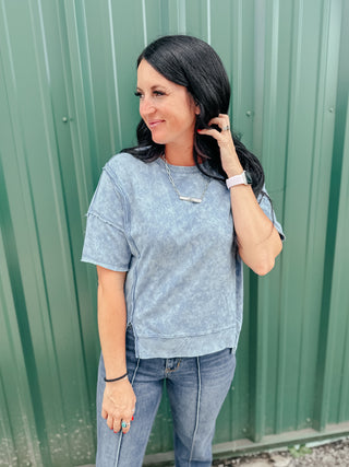 Liz Oversized Vintage Washed Top Denim-Graphic Tees-Very J-Motis & Co Boutique, Women's Fashion Boutique in Carthage, Missouri