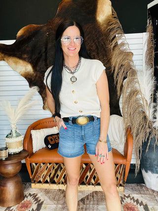 Isla Button Front Sweater Top-Short Sleeves-blu pepper-Motis & Co Boutique, Women's Fashion Boutique in Carthage, Missouri