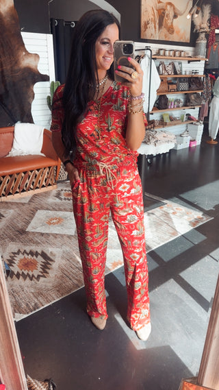 Red Rock Rodeo Print Pants