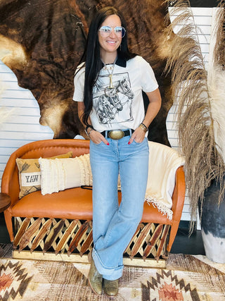 XOXO Three Horses Boxy Graphic Tee-Graphic Tees-XOXO ART & Co-Motis & Co Boutique, Women's Fashion Boutique in Carthage, Missouri
