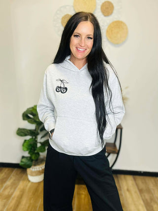Cherry Feeling Lucky Hoodie - Grey-Hoodies-Reflex-Motis & Co Boutique, Women's Fashion Boutique in Carthage, Missouri